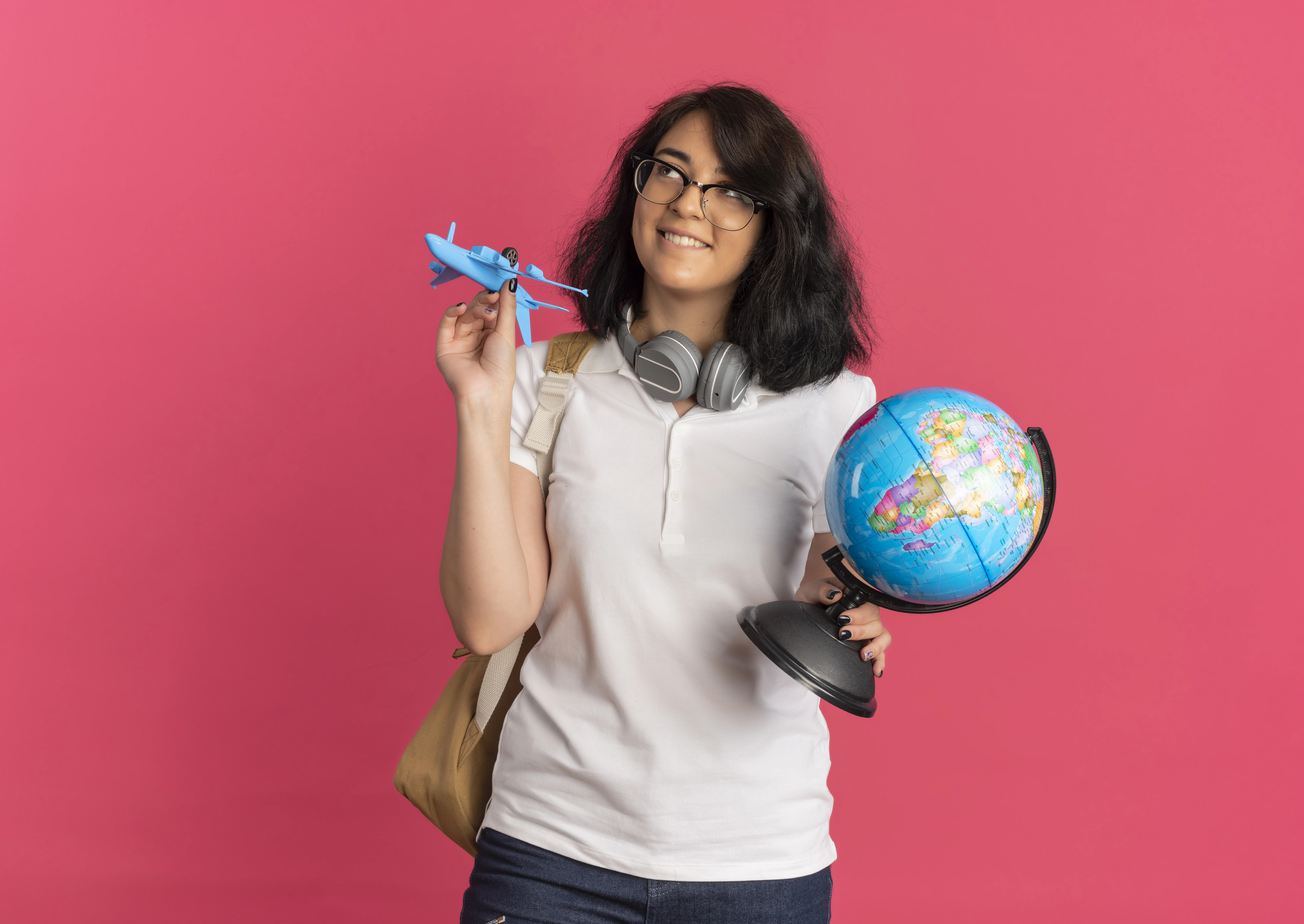 Student with globe
